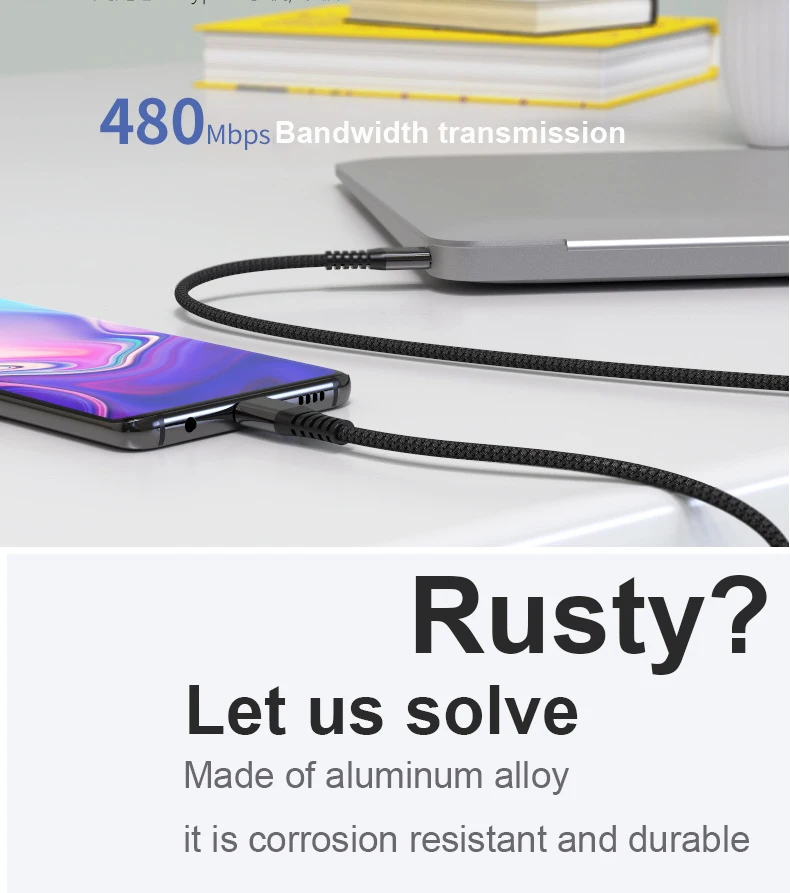 Double USB Type-c cable PD 60W cable fast charging 1.2 m braided data line for xiaomi huawei phone notebook