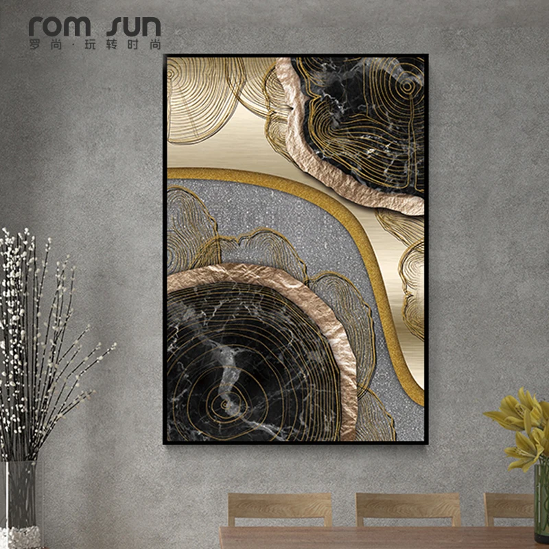 

Abstract Golden Canvas Painting On The Wall HD Artistic Posters Prints For Living Room Studio Fashion Home Decor no frame art
