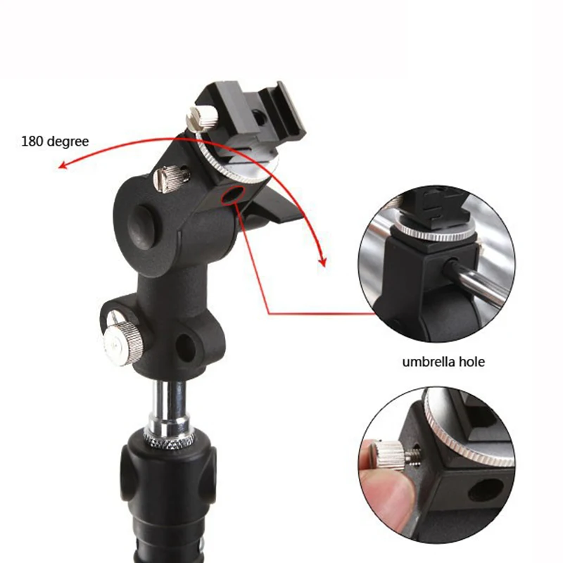Type D Flash Hot Shoe Umbrella Holder Mount Bracket 1/4 "to 3/8" Screw Adapter for Camera Flash Speedlite LED light Light stand