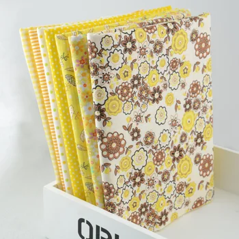 

Booksew Cotton Fabric 50cmx50cm 7 designs mixed Fat Quarters Patchwork Craft Fabric for basic sewing "Rich Yellow" W3B3-3