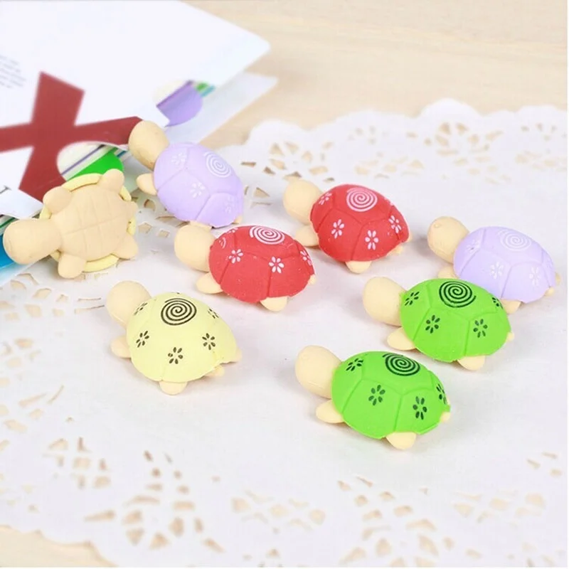 

2Pcs/Set Cartoon Lovely Little Turtle Eraser Kids Colorful Stationery School Supplies Random Color Home Decoration