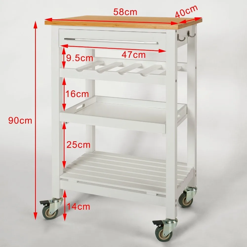 SoBuy FKW16-WN  Kitchen Storage Serving Trolley Shelf cart with Free Chopping Block SoBuy FKW16-WN  Kitchen Storage Serving Trolley Shelf cart with Free Chopping Block