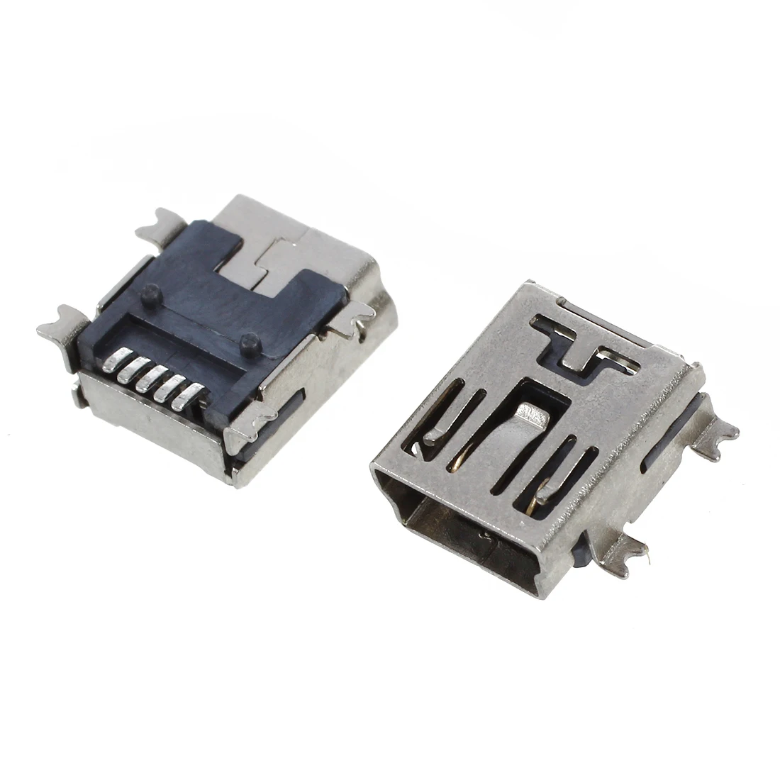 

10 Pcs Mini USB 5 Pin Female Socket DIY SMT Connector Silver Tone Dark Gray