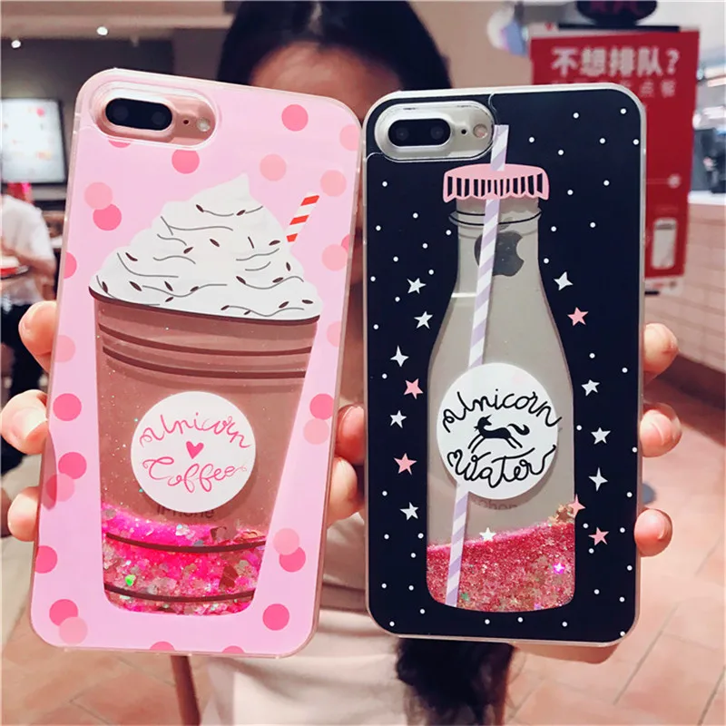 

Fashion Liquid Glitter Sand Star Quicksand Case For Iphone 7 8 6 6S PLUS Cover Dynamic Perfume Bottle Shell For Iphone X Case