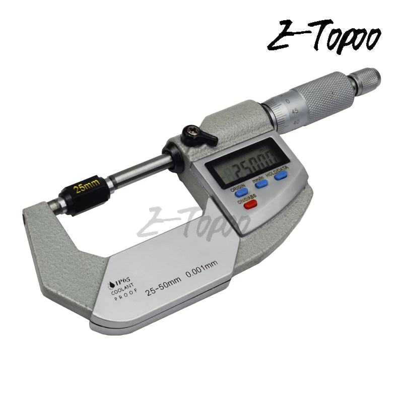 25 50mm 0.001mm E TOPoo IP65 Waterproof Digital Outside Micrometer 25