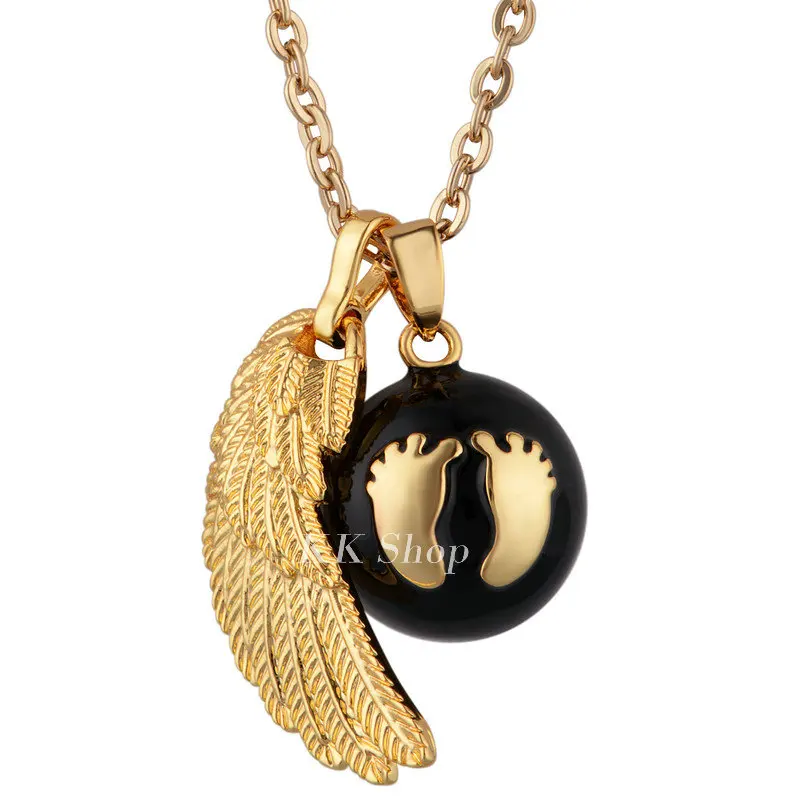 FN14 Fashion Pregnancy Jewelry Silver Gold Chime Bola With angel wing pendant Angel Caller Necklace Fashion Jewelry