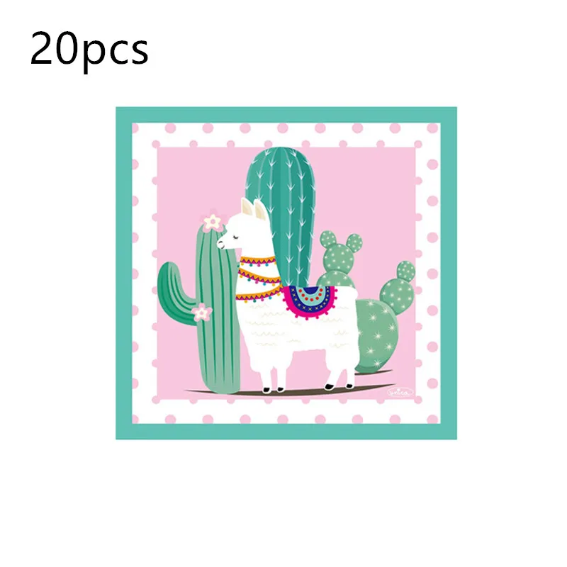 

Cartoon Alpaca Cactus Theme Happy Birthday Party Straw Plate Napkins Cups Tablecloth set Christmas Wedding For Home decoration