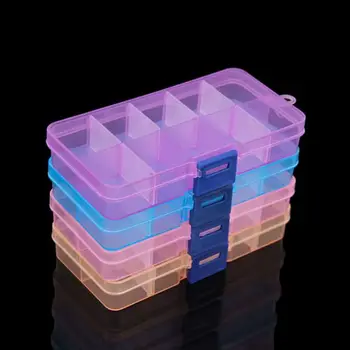 

5pcs/lot Clear Colorful Plastic Nail Art Tips Organizer Makeup Case Storage Holder 10 Slot