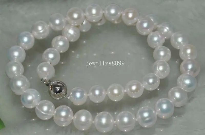

Hot selling free shipping******Natural Rainbow blue white 10-11mm near round Cultured pearl necklace