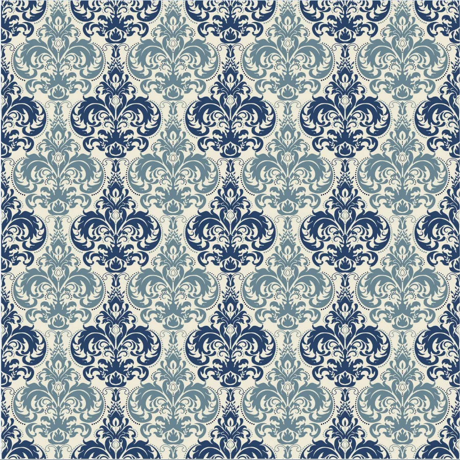 

10x10FT Antique Blue Damask Pattern Baroque Wall Custom Photography Studio Backdrop Background Vinyl 300cm x 300cm