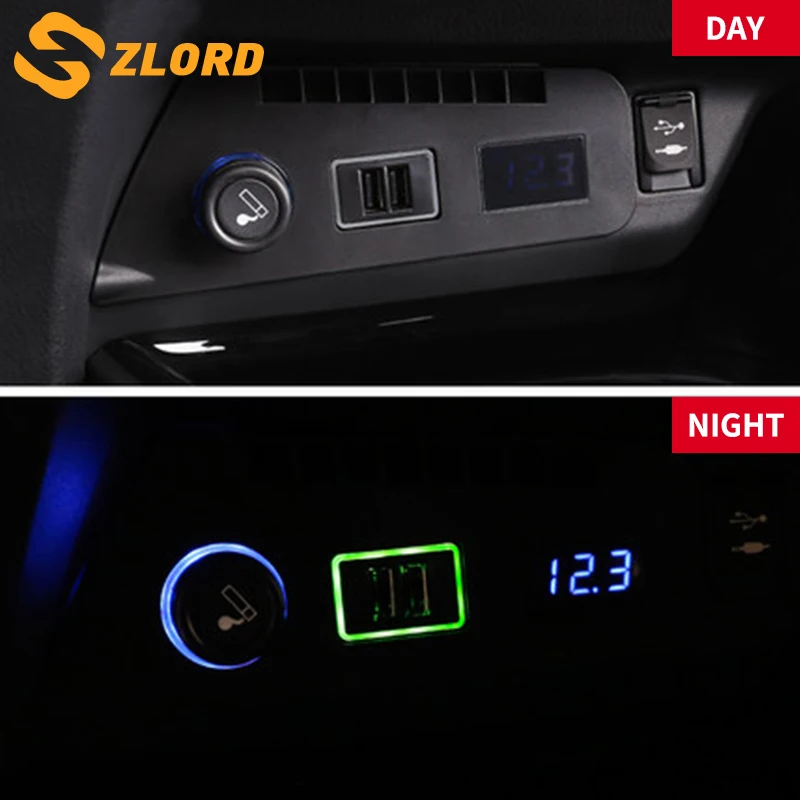 

Zlord Car multi-function cigarette lighter USB interface digital display LED panel For Toyota C-HR CH-R 2017 2018 accessories