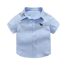 Baby Shirts Baby Casual Clothing New Children Short-sleeved Shirt Boys Puppy Solid Color Top 3-10T R