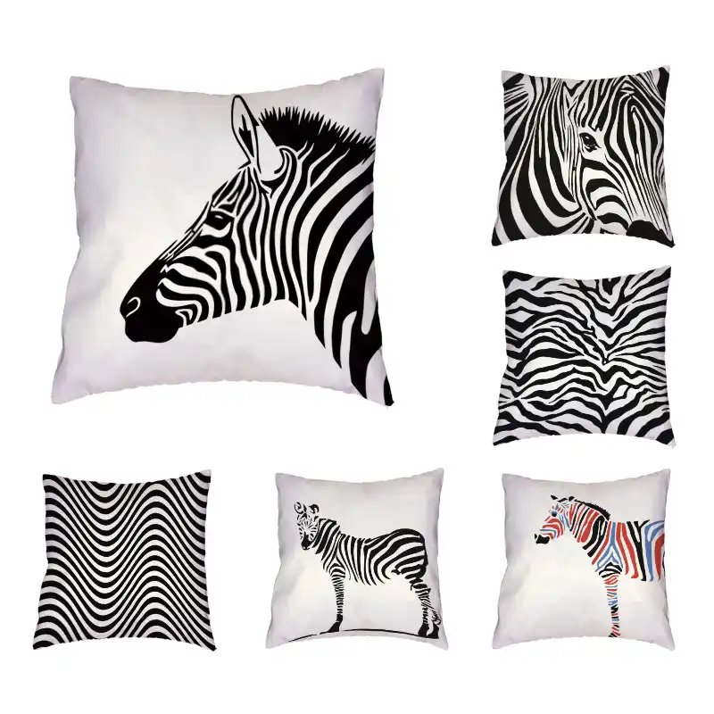 Lonely Zebra Throw Pillowcase Two Black Horse Cushion Cover Lonely Zebra Throw Pillowcase Two Black