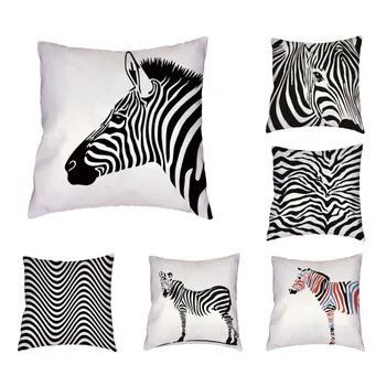 

Lonely Zebra Throw Pillowcase Two Black Horse Cushion Cover Animals Pillowcase Cheap Living Room Office Couch Decorative Pillows