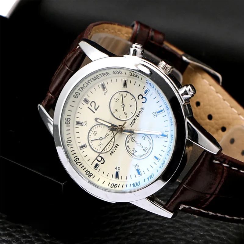 Для мужчин часы модные роскошные Брендовые Часы Для мужчин Мужская Бизнес кварцевые часы Повседневное Кожаный ремешок наручные часы с 3-суб-набор - Цвет: 04