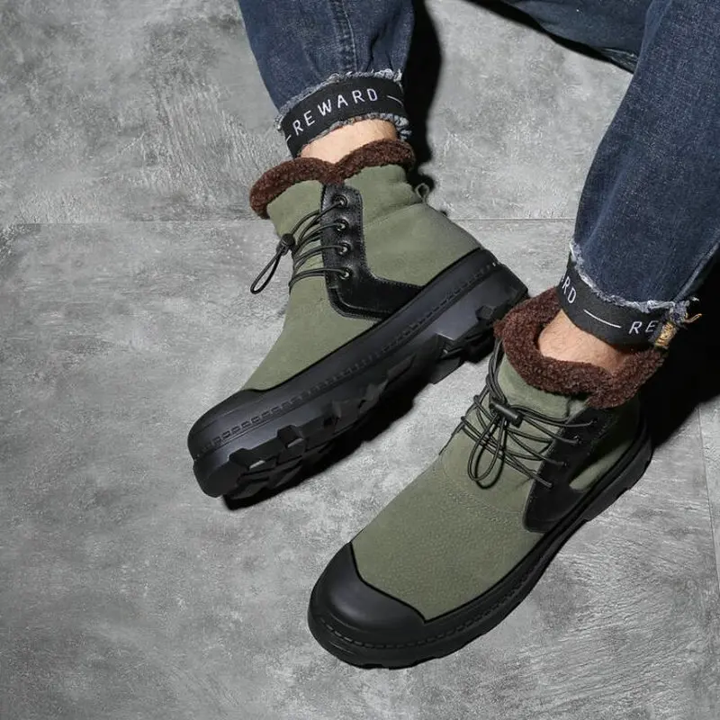 

Brand 2019 Men Fashion winter Men Martin Military short Boots warm fur Male Ankle snow Boots Footwear outdoors Shoes LH-98