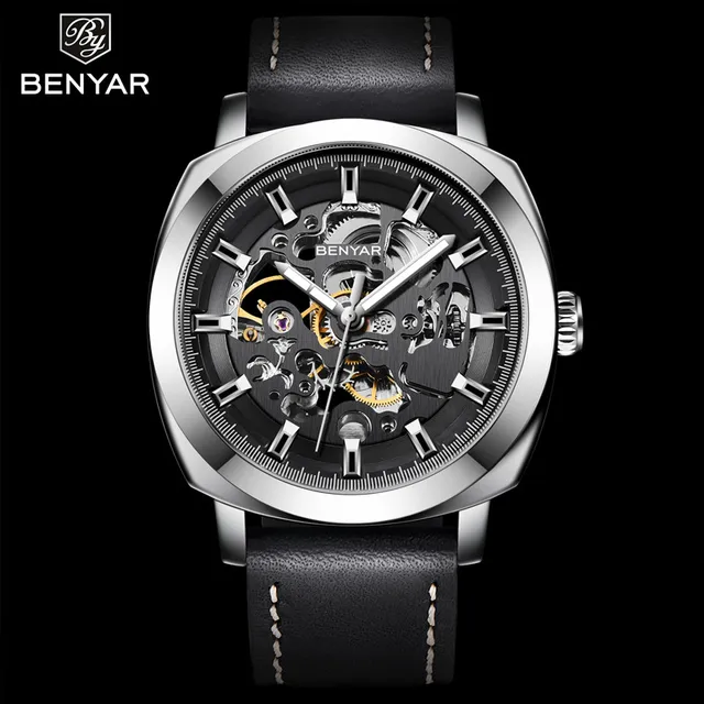 BENYAR 2022 New Brand Men's Watches Automatic Mechanical Watch Sport Clock Leather Casual Business Wrist Watch Relogio Masculino 2