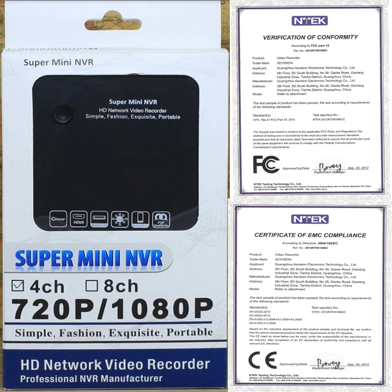 Сетевой видеорегистратор 4Ch Super Mini 1080P ONVIF NVR с цифровым зумом 15X обнаружение