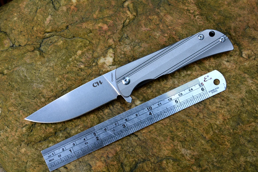 CH folding knife AUS 8 blade ceramic ball bearing washer TC4 titanium
