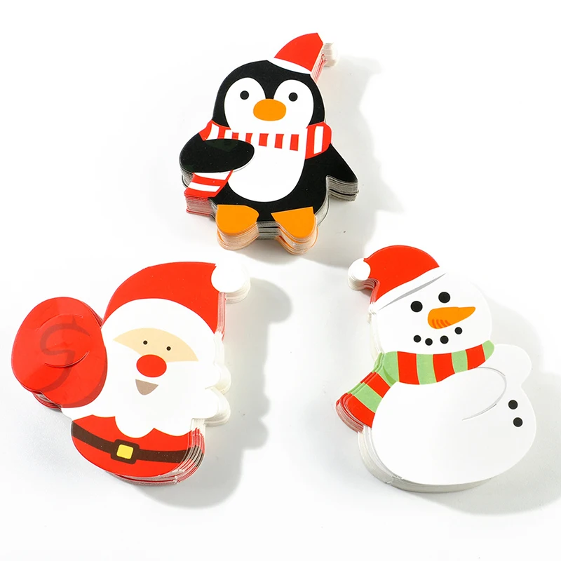 50 шт./упак. детская Санта Клаус Пингвин "Снеговик" леденец на палочке Рождественская бумажная открытка конфеты Рождество карты для декорирования ногтей#259145