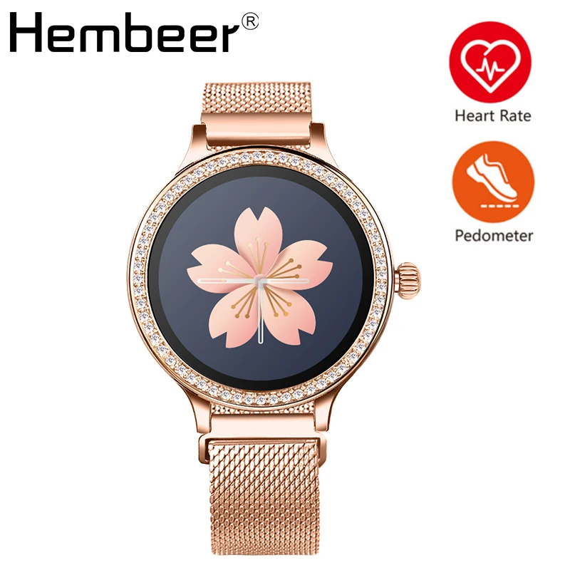 

Hembeer Women Smart Watch Luxury Fashion Design Wristwatch Heart Rate Monitor Blood Pressure Fitness Watches for IOS Android