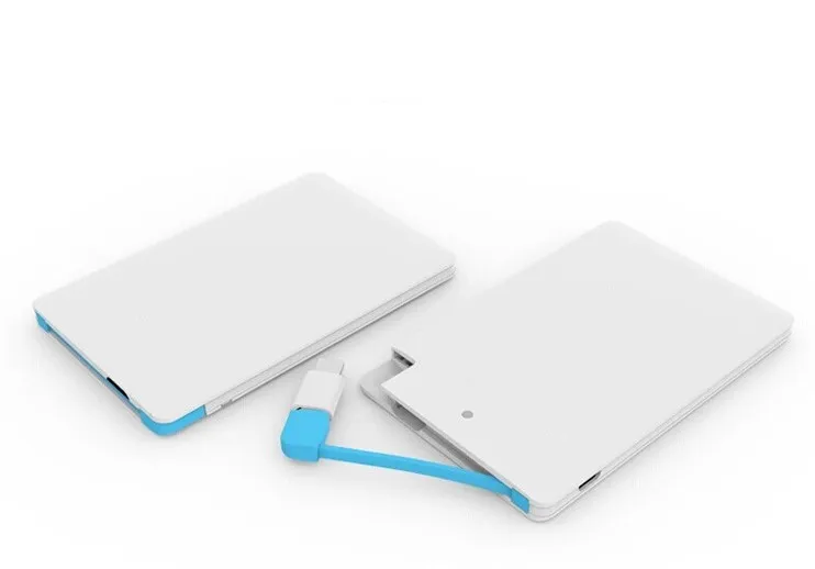 new! Ultra Thin Credit Card Mobile Power Bank 2600mah Polymer w/ Built In USB Cable External Battery Charger for phones/mp3/cell | Мобильные