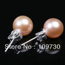 Ry00113 10 8-8.5 ММ РОЗОВЫЙ КРУГЛЫЙ ИСКУССТВЕННЫЙ ПРЕСНОЙ ВОДЫ ЖЕМЧУЖНОЕ СТАД СЕРЬГИ СЕРЕБРО