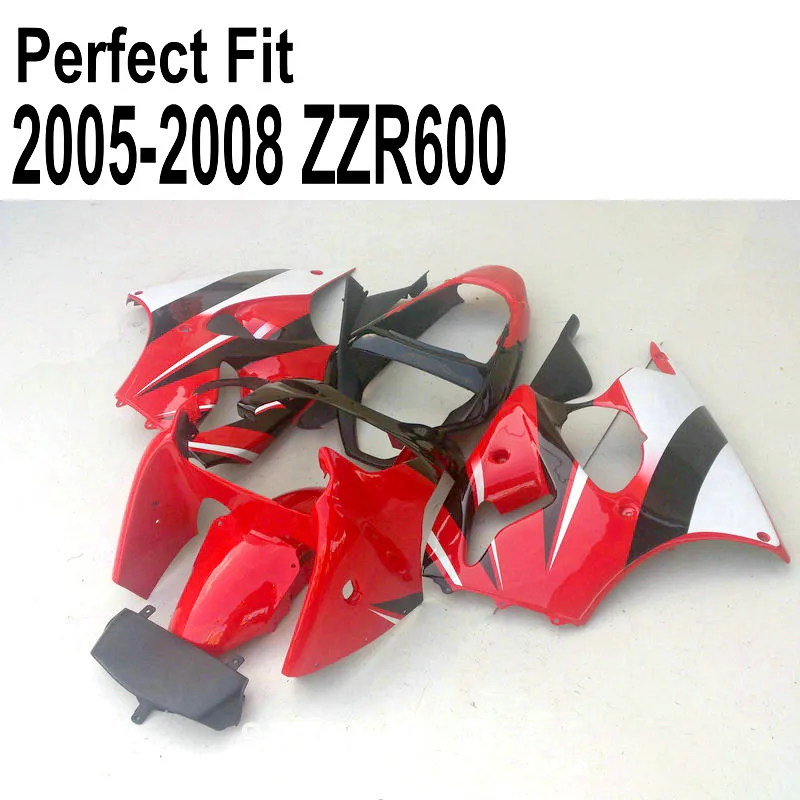 Красный Инъекции обтекатель комплект для Kawasaki ZZR600 2005 2006 2007 2008 05 06 07 08 Обтекатели SZ91