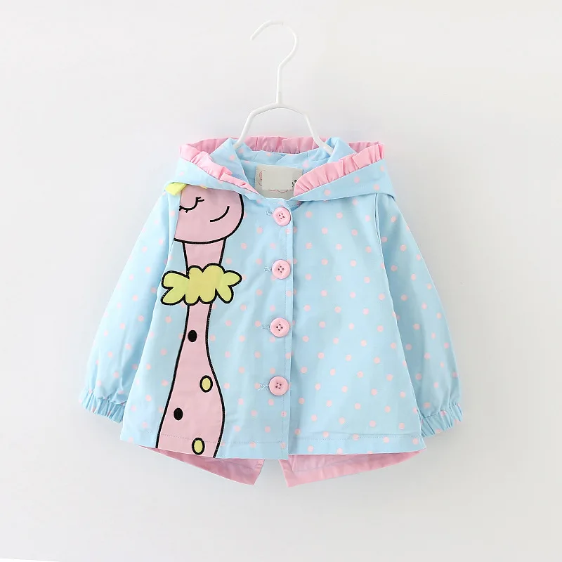Новое поступление, осенние детские пальто для девочек г. Модный Плащ в горошек с капюшоном для маленьких девочек от 1 до 3 лет
