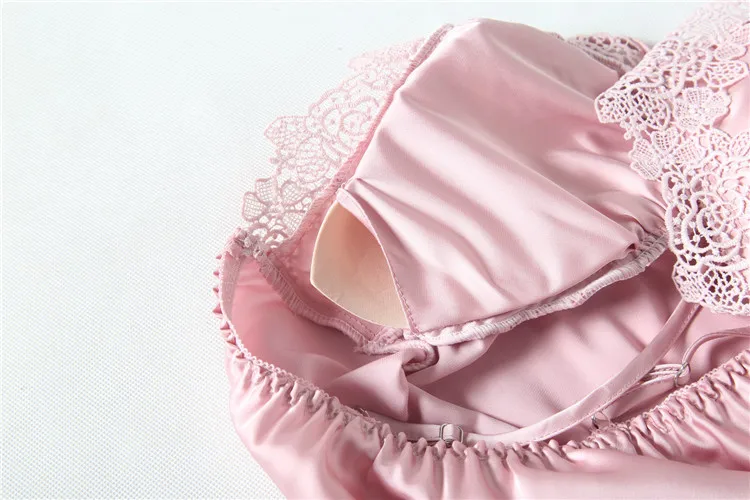 Атласное ночное белье женские с нагрудники сексуальные женские пижамы Кружева Slik Sleep Lounge 7 шт. наборы элегантная женская домашняя одежда