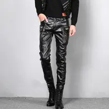 Зимние ветрозащитные мотоциклетные штаны из искусственной кожи, мужские штаны из искусственной кожи для мужчин, мужские брюки из бархата