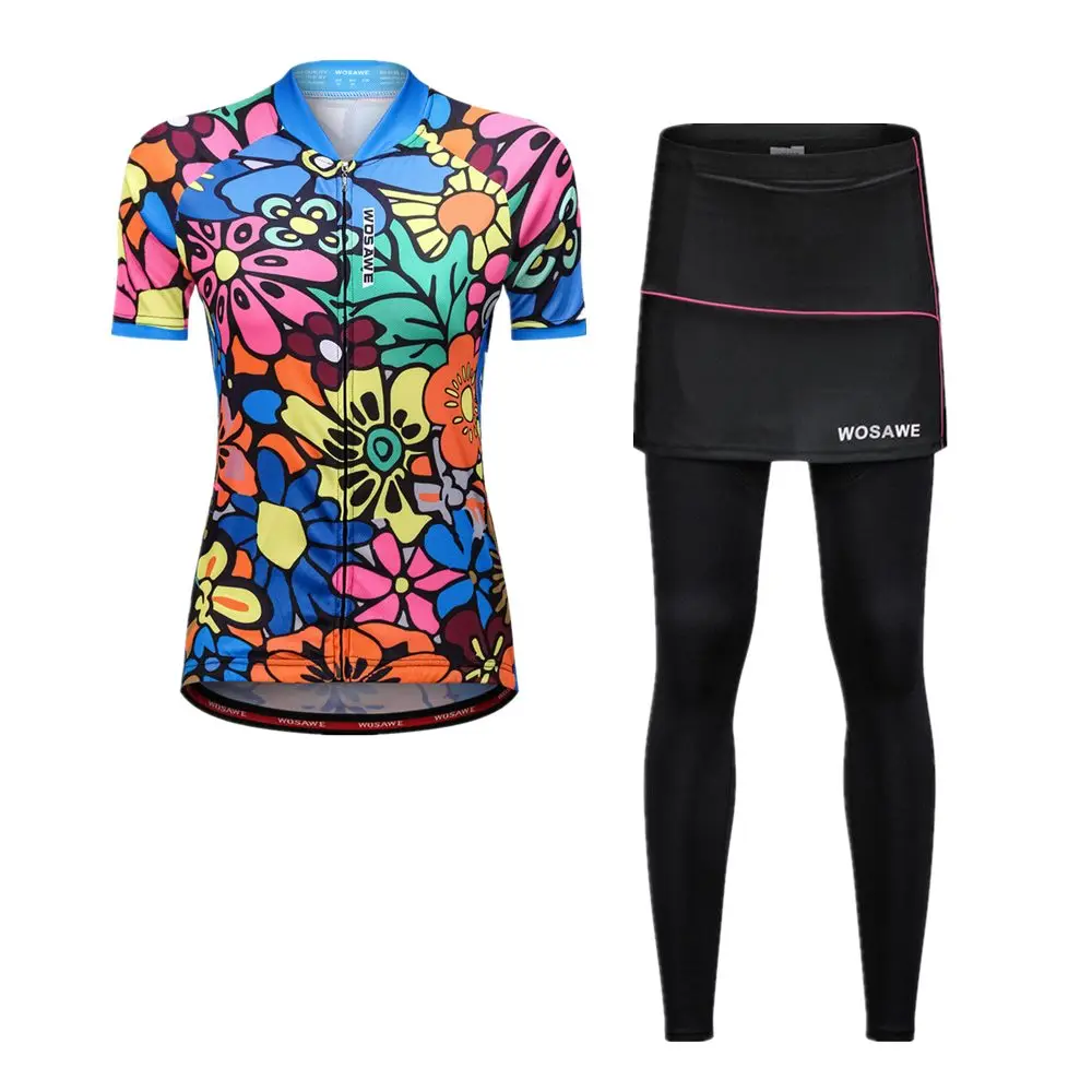 WOSAWE женские велосипедные Джерси наборы спортивной быстросохнущей одежды MTB дорожный велосипед велосипедная одежда летние костюмы с короткими рукавами - Цвет: BL212BL110