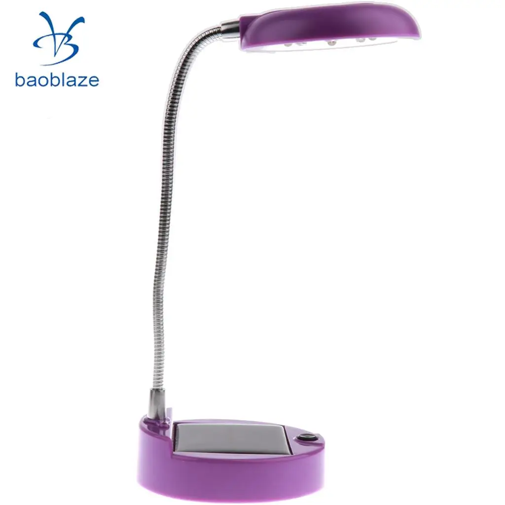2 Pieces Flexible Gooseneck Style 8 LED Table Lamp Solar / USB Charger Purple