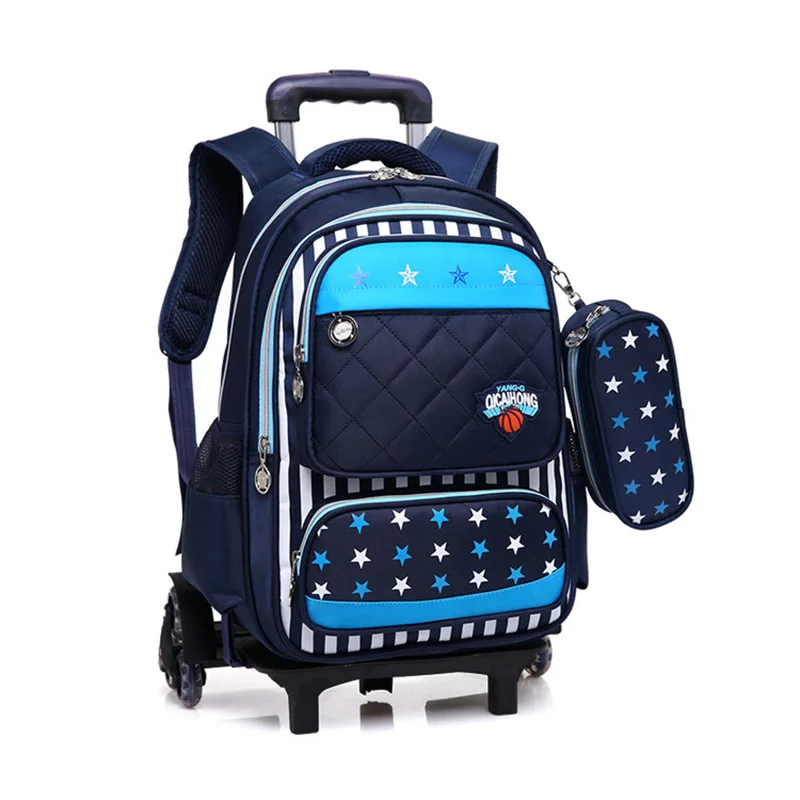 ZHIERNA Children School Bag Trolley Backpack Hot Sales Removable with 2/6 Wheels Child Kids