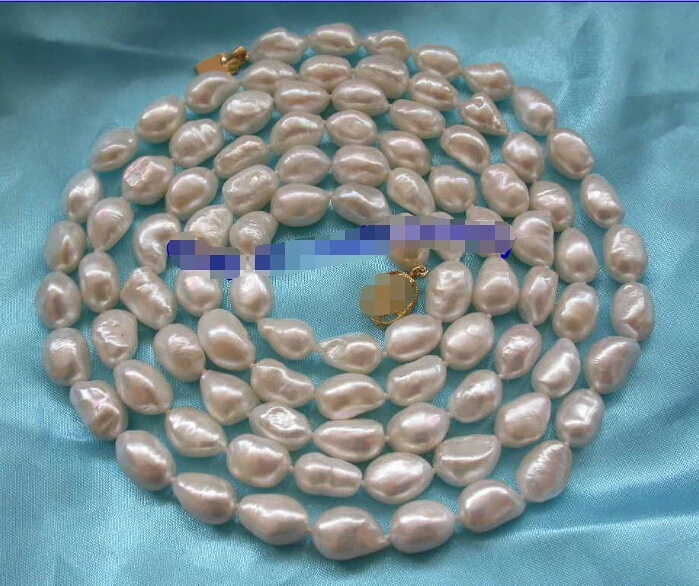 

FREE shipping> stunning long 50" 14mm baroque white freshwater pearls necklace g111 6.07