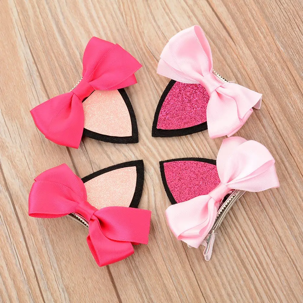 

2 pieces =1 pair children baby girls hair accessories clip Kids hairpins barrettes Bow headwear flower cat ears hairpin Cute