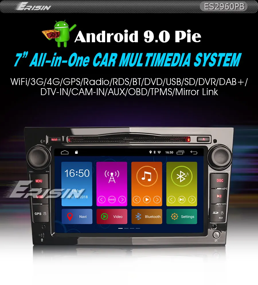 Perfect 7" Android 9.0 Pie OS Car DVD Multimedia GPS Radio for Opel/Vauxhall/Holden Combo 2004+ & Signum 2003+ & Tigra TwinTop 2004+ 1