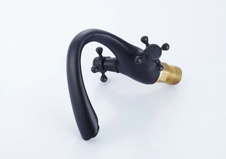 Black Bronze Double Handle Basin Faucet copper faucet Black Retro European trade taps for hot and cold water