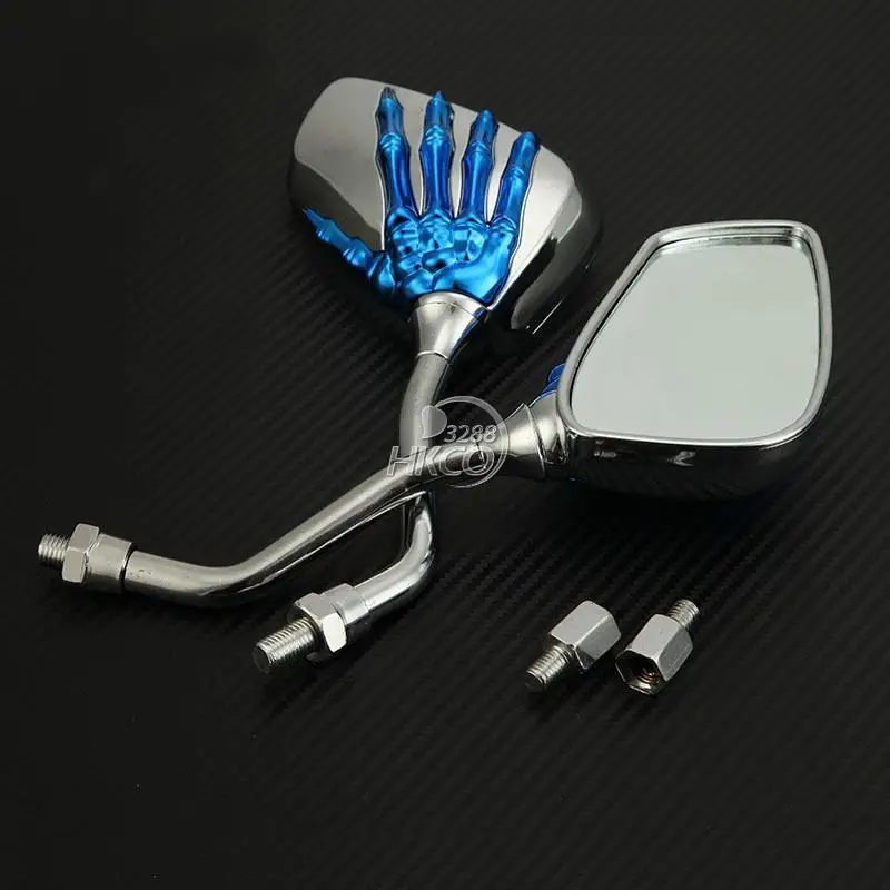 

Blue Skull Hand Motorcycle Rearview Mirror For Suzuki Kawasaki Honda ...