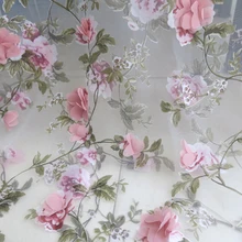 50 см* 135 см розовый шифон Цветочный органза декоративный материал Аппликация Кружева Свадьба органза ткань платье материал