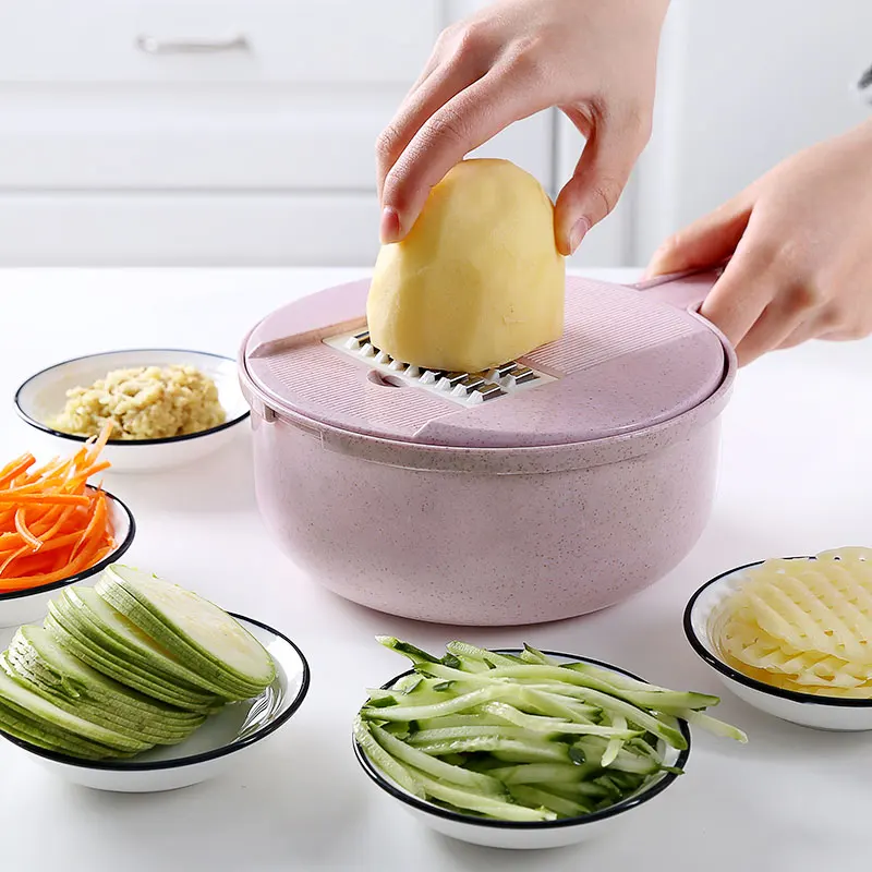 Grater Vegetables Cutter tools with Drain Basket 4 Blade Carrot