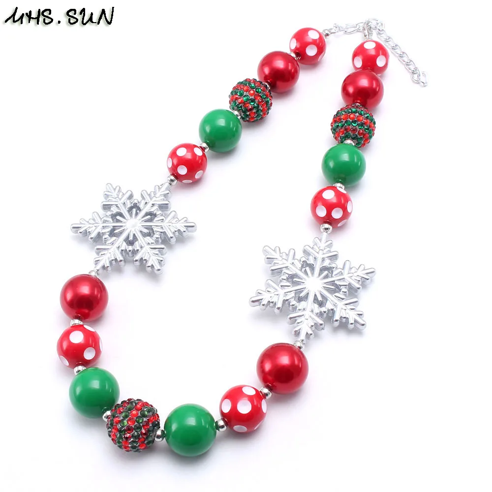 605-1 (1)$5.85-1PC-100g.Christmas style kids children bubblegum necklace 1pc handmade snowflake beads girls necklace baby gift festival jewelryjpg