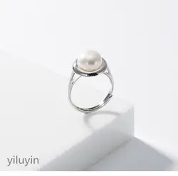 KJJEAXCMY бутик ювелирных изделий S925 чистого серебра кольцо, натуральный пресноводный жемчуг, отверстия, простая личность, модные и versat