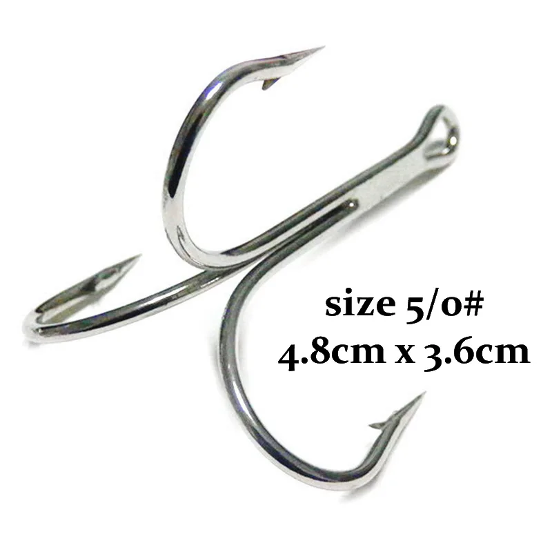 Treble Hooks Fishing Hook 4.8*3.6cm Size 5/0 High Carbon Steel Sharp