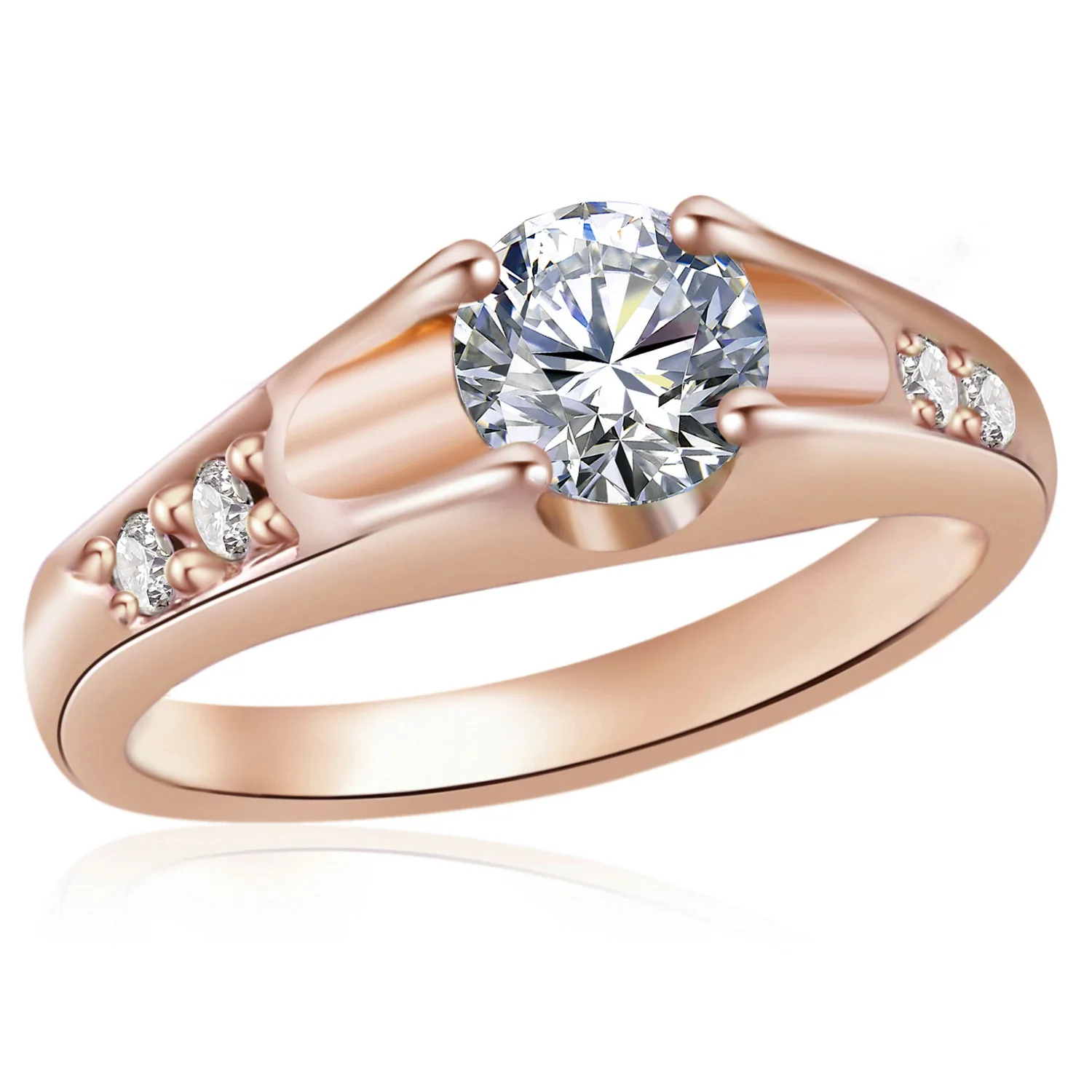 10PCS / Lot Mix Sizes Round Zircon Wedding Ring Plated Rose Gold Rings Lovers Whonesale High Quality