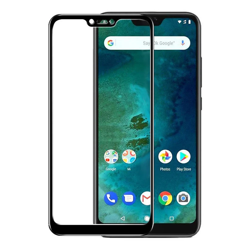 Защитное стекло для Xiaomi mi a2 lite светильник полное покрытие на xio mi a 2 светильник защита экрана закаленное стекло для redmi 6 pro - Цвет: black