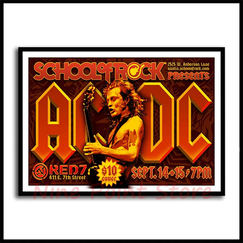 Acdc рок-группа Malcolm Angus бумага с покрытием плакаты домашнего интерьера декоративные настенные наклейки плакаты бескаркасные - Цвет: Тёмно-синий