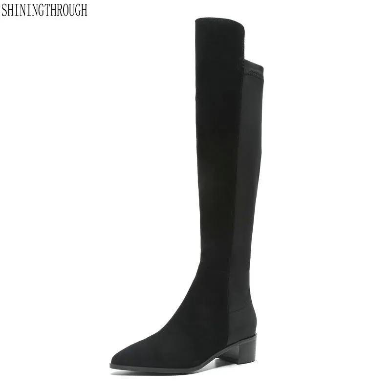

Winter Women's Flat Knee High Boots Knight Boots Patchwork Slip-on Long Boots Tall Boots Designer Shoes for Women