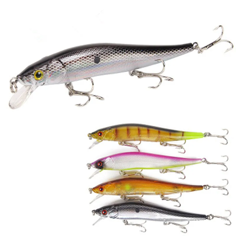 3D Eye Fishing Lure Minnow Hard Bait Wobbler Bass Lure Floating Bass Fishing Accessories 12cm14g