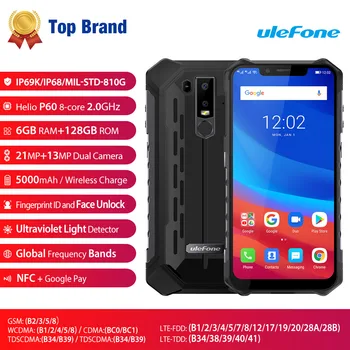 

Ulefone Armor 6 IP69K Waterproof Mobile Phone Android 8.1 6.2" FHD+ Octa Core 6GB+128GB NFC Face ID Wireless Charge Smartphone